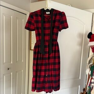 Unique Vintage Red and Black Plaid Dress